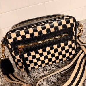 Checkered Black and Beige Crossbody